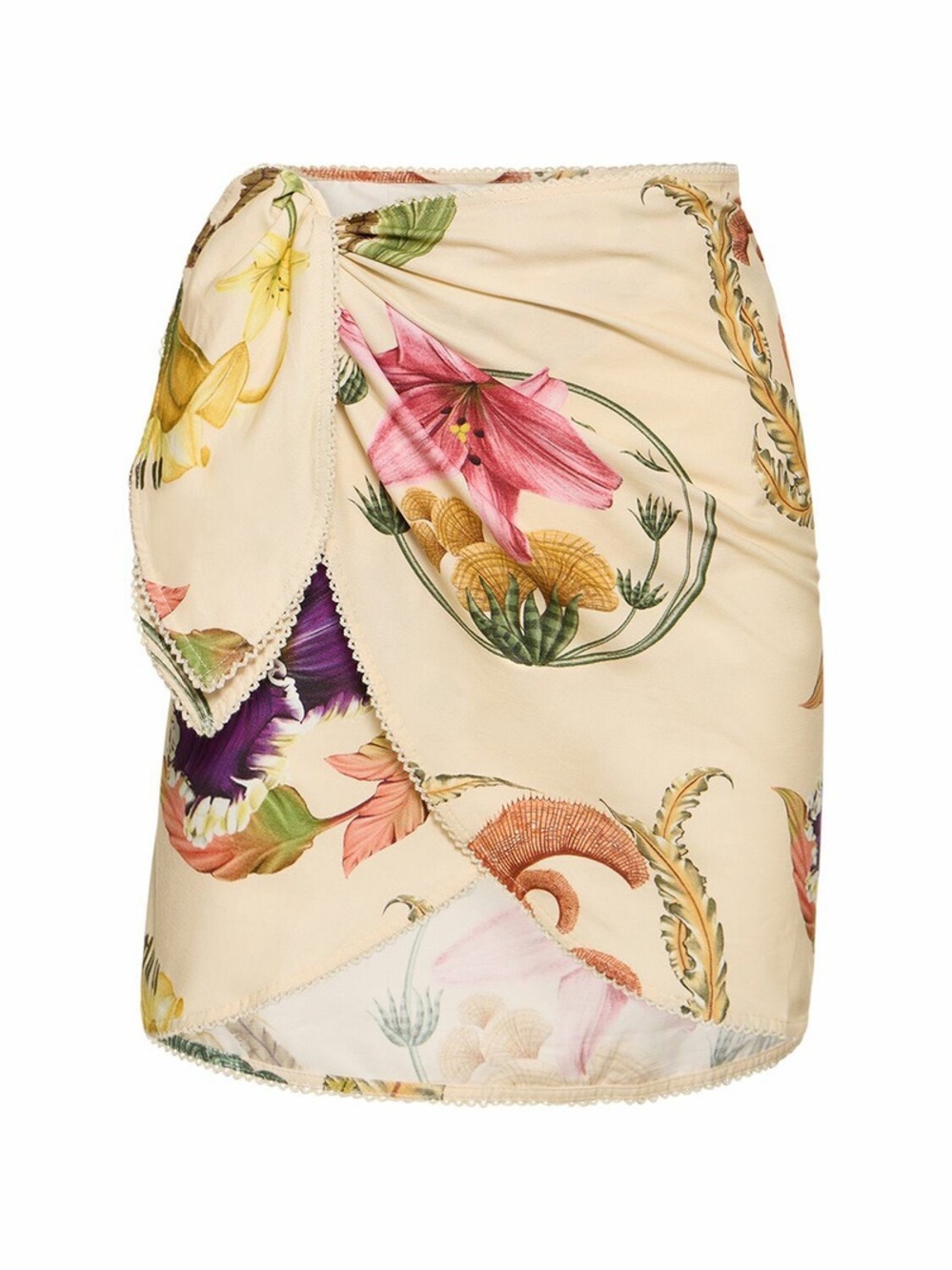 Agua by Agua Bendita Cream Floral Wrap Mini Skirt - Picture 2 of 4